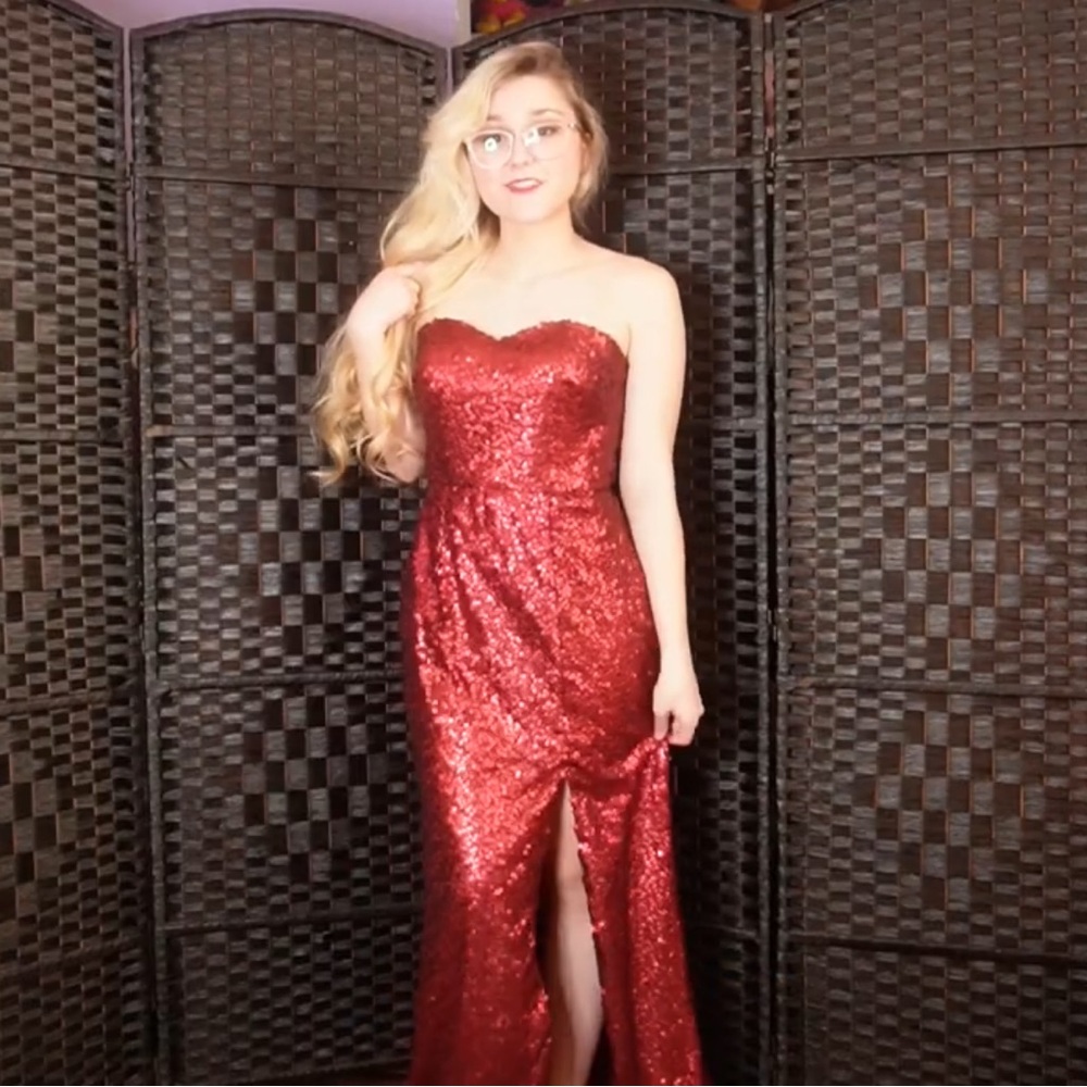 Red Sequin Maxi Dress AW Bridal Theda